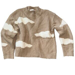 Beige and White Wool Cloud Sweater Size S 20% Wool, 80% Acrylic Sweater